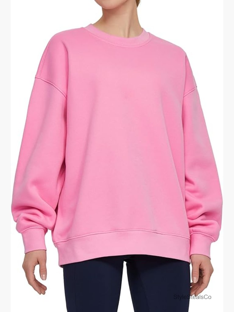 Oversized Fleece Pullover Sweatshirt, Loose Fit, Long Sleeve, Kangaroo Pocket